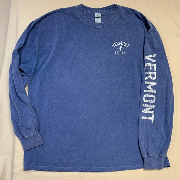 vermont Tops - Vermont Blue TShirt Womens 2XL Long Sleeve Top Vacation Travel Tee Ski Trip Fall